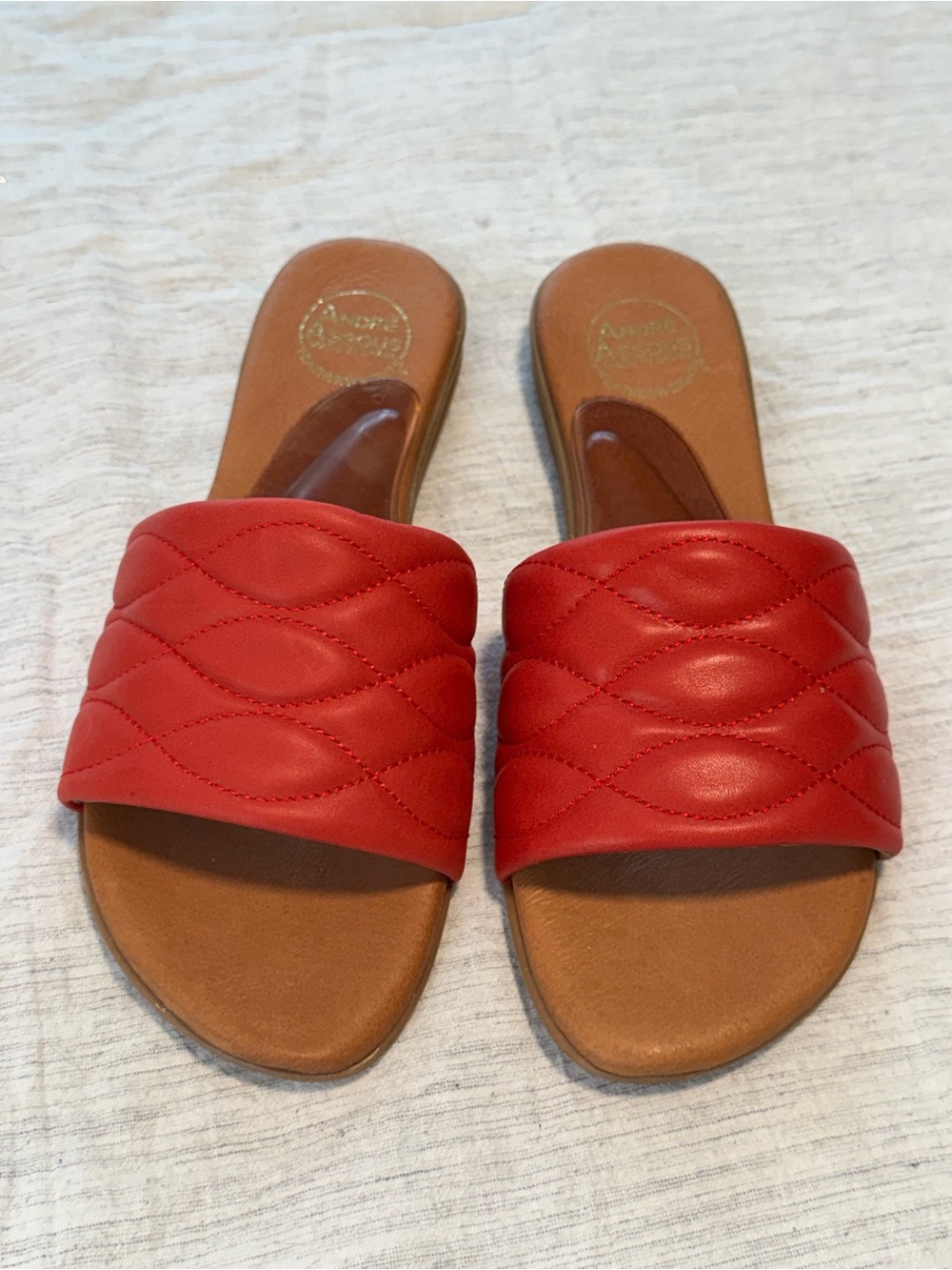 Andre Assous Red Quilted Slide Mules